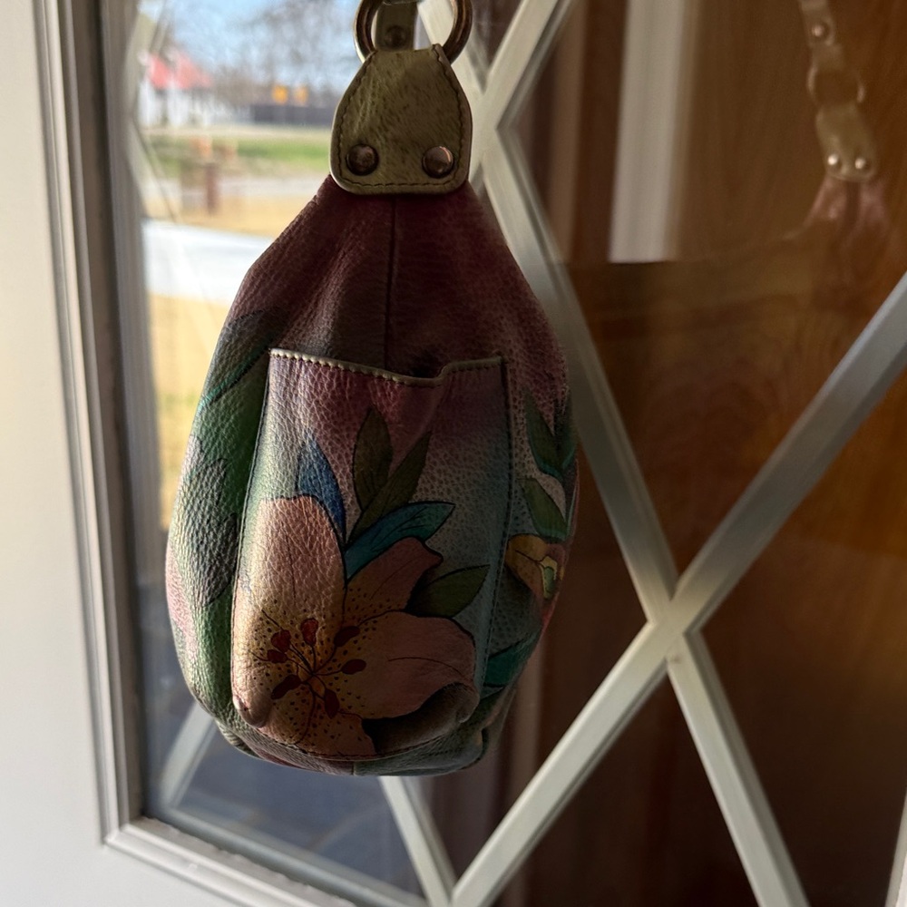 Anuschka Purple Leather Tote with Tan Trim - Picture 10 of 15
